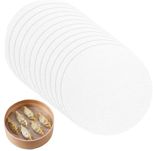 banjiabb 12 Stück Silikon Dämpfer Matte Antihaft Runde, Antihaft-Dampfgarer-Einlagen,Dampfgarer Einlagen Unterlage Mesh,Für Gedämpfte Brötchen, Knödel, Backen, Gebäck(25cm)