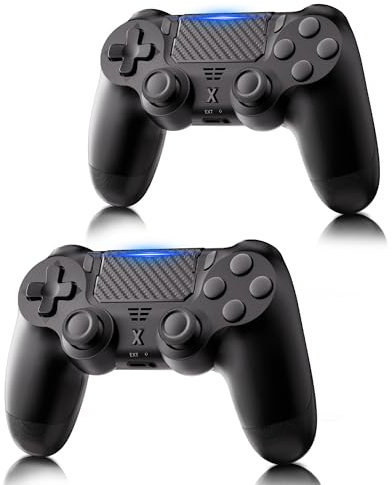 RUIZHI Wireless Controller für PS4 - Controller für Playstation 4 kompatibel mit PC/Pro/Slim, Gamepad Joystick mit Turbo/Dual-Vibration/6-Achsen Gyro Sensor/Touchpanel [2 Pack, Schwarz + Schwarz]