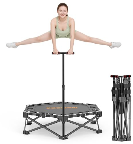 MOMODA Mini trampoline de 106,7 cm pour enfants et adultes, trampolines pliables avec poignée pour exercices, charge maximale de 91 kg (Noir)