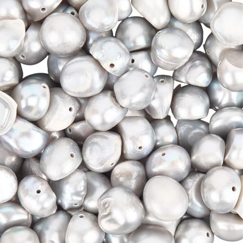 PONABEADIY 1 scatola Da 100 pezzi di Perle Vere Barocche Naturali Grigio Argento con Fori Irregolari Distanziatrici di Perle Coltivate D'Acqua Dolce Sfuse per La Creazione di Gioielli, Bracciali, Coll