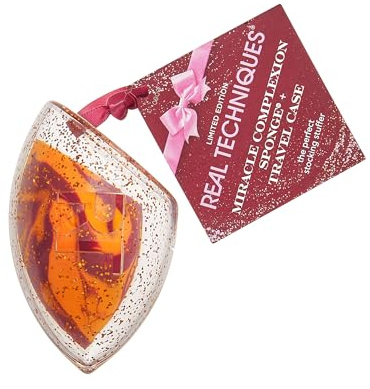 Real Techniques Miracle Complexion Sponge +Travel Case, Makeup Applicator for Cream or Liquid, Flawless Blending, Latex-Free, Vegan, Cruelty-Free, Compact Beauty Tool, 2 Piece Set