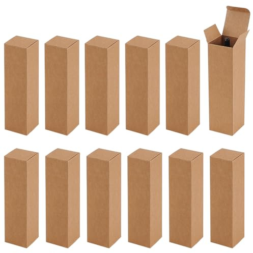 PH PandaHall 30pcs Kraft Paperboard Gift Box, 2x2x7 Essential Oil Packing Box Packaging Cases Gift Wrapping Boxes Small Paper Packing Boxes for Glass Dropper Diffuser Bottles, BurlyWood