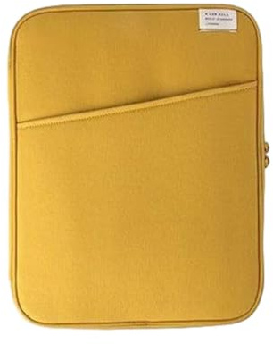 KIXZSAZ Custodia per tablet Custodia per laptop Borsa a mano Stile semplice per notebook Chiusura con cerniera Mouse Organizzatore Ufficio, Giallo 13.3-14 pollici