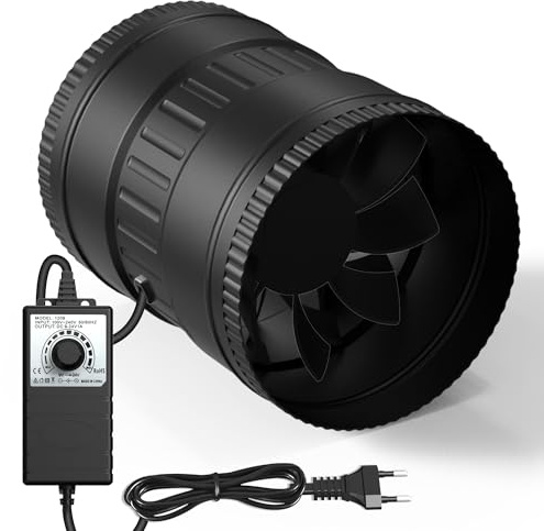 Brogachy 150mm Ventilador de Extracción 587m³/h Extractor de Aire con Regulador, Ventilador de Conducto con Enchufe, para Invernadero, Sótano, Garaje, Cocina.