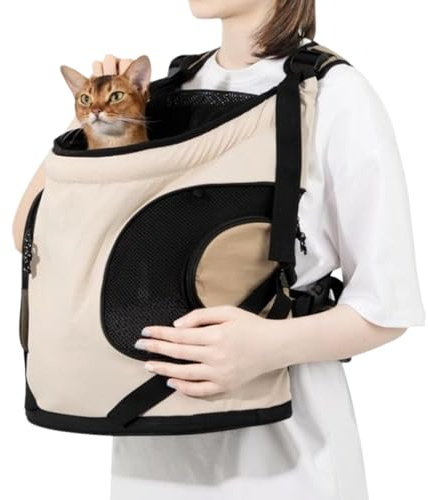 Zaino trasportino per gatti – Zaino da viaggio e da passeggio per animali domestici | Resistente borsa leggera per gatti e gattini, rete ventilata, cinghie regolabili, interno morbido imbottito