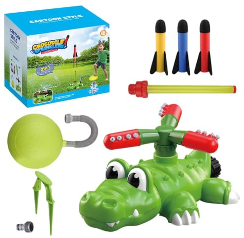 Arroseurs pour,Jeu Lance-Fusée Crocodile Mignon - Arroseurs de Jeu d'eau Extérieur,pour Piscine Plage Jardin Cour Pelouse Activités Plein Air Garçons Filles 3 à 8 Ans