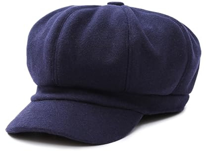 DORRISO Donna Basco Stile Berretto Autunno Inverno Printemps Viaggio Vacanza Tempo Libero Basco Berretti in Maglia Cappello Comodo Donna Cappello Ottagonale 54-60CM Blu