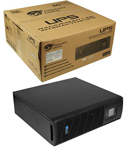 Powercool Intelligent Rackmount 1200VA UPS - 720W - 3U Line-Interactive UPS with AVR, USB Monitoring, Surge Protection, 1× UK + 3× IEC C13, 2 x RJ45, Generator Compatible | 2x 12V 7Ah Battery