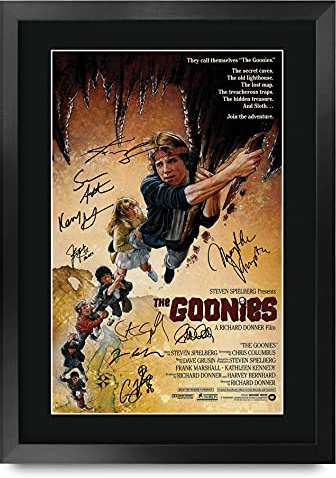HWC Trading Goonies The Cast Gifts Printed Poster Signed Autograph Picture for Movie Memorabilia Fans - A3 Framed