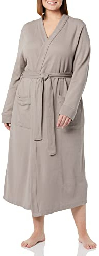 Amazon Essentials Women's Lightweight Waffle Full-Length Robe (Available in Plus Size), Smokey Grey, XL