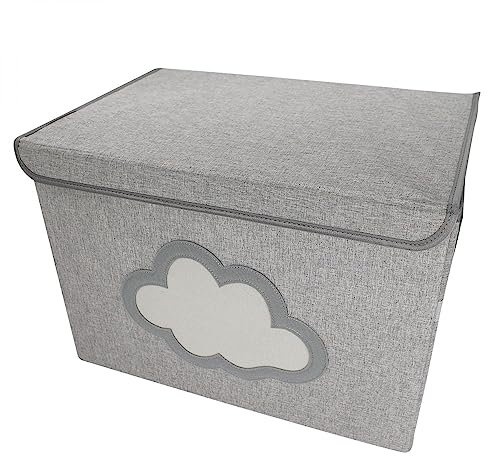 Monsieur Bébé - Boite de rangement, coffre à jouets pour enfant avec couvercle - 50 x 35.5 x 35 cm - Gris Nuage