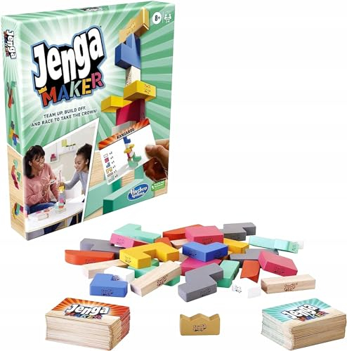 Hasbro Gaming Jenga Maker, Blocs en Bois, Jeu de Tour empilable, Jeu pour Enfants à partir de 8 Ans, Jeu pour 2 à 6 Joueurs