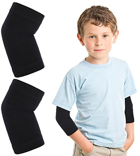 WLLHYF Ellenbogenbandage für Kinder, Nylon, Kompression, Ellenbogen, Knieschoner, Fitnessstudio, Ellenbogenstütze, für Jungen und Mädchen, Teenager, Basketball, Volleyball, Sport (Medium)