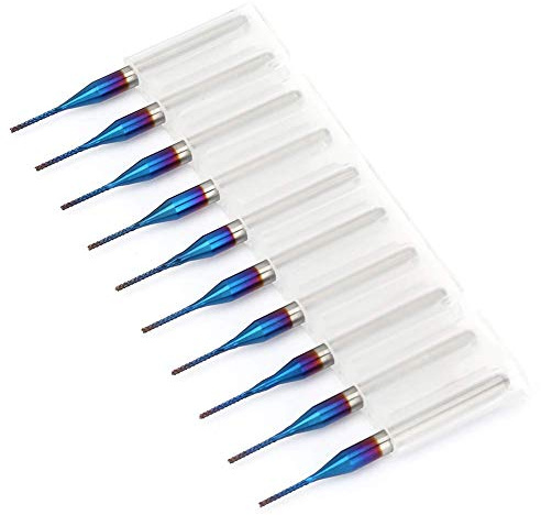 10 Stück Wolframcarbid Nano Blue Coat Schaftfräser CNC-Fräser-Bits 1/8 Zoll Schaft (0,8 mm)