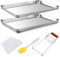 KWJEIULSOQ 2 Stücke Backblech Klein Grillschale Edelstahl Grillpfanne Backbleche-Set,Gasgrill Auflaufform Edelstahl Schale Rechteckig,Backofenblech Inklusive Schaber Ölbürste und Verbrühschutzclip