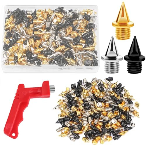 JULMELON 120PCS 1/4 Inch Track Shoe Spikes Replacement with Wrench for Golf | Stainless Steel Materials, Cross Country Sprint Replacement Spikes for Track Shoes, Increase Traction Grip, with Spike Wrench