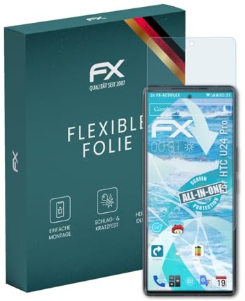 atFoliX Schutzfolie kompatibel mit HTC U24 Pro Folie, ultraklare und flexible FX Displayschutzfolie (3X)