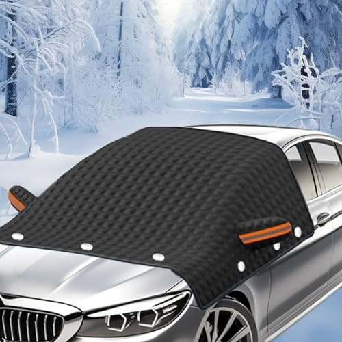 Copri Parabrezza per Auto Inverno,144 * 125cm Telo Antigelo per Auto,Telo Copriauto con 9 Magneti e Coperture Riflettenti per Specchietti Retrovisori,Antineve,Anti-UV,per la Maggior Parte delle Auto