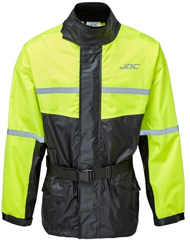 JDC Chaqueta De Lluvia para Moto Impermeable De Alta Visibilidad - Shield - Amarillo/Negro - 3XL
