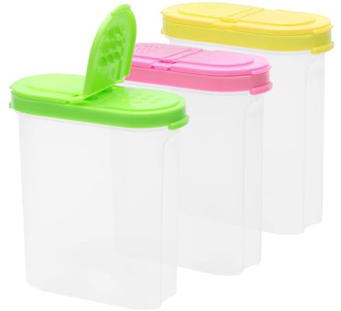 TNSLAND Boîtes à provisions de 250 ml, 3 PCS Boite Cereales avec couvercles à charnière, Boîte de conservation de la farine, BPA libre Récipients de stockage en plastique pour les épices Sel Sucre