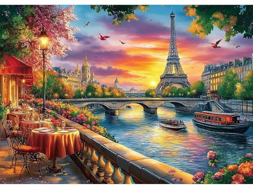 MEIYUDA 5D Diamond Painting, Pintura Diamante París Paisaje, Diamond Painting Kit Completo Niños Regalo, Manualidades Adultos Diamond Painting Para Decoración De Pared Del Hogar 40x30cm