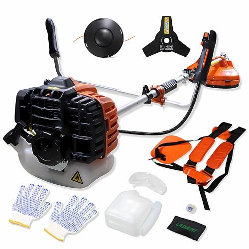 LADAMI Desbrozadora 2T 2en1 multifunción 3CV motor 3dientes bobina nailon potente fiable jardín campo