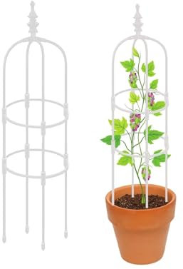 Obélisque de Jardin Support de Plantes de Grimpantes, 120 150 180CM Tuteur Plante Grimpante pour Plantes Grimpantes pour l'intérieur et l'extérieur pour Roses, Fleurs et Tomates(White,20 x 60cm/0.65 x