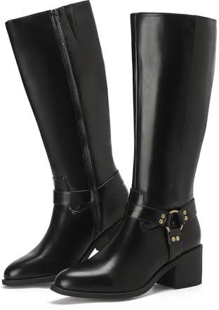 Putu Stivali alti da donna con design vintage tacco largo 6 cm suola antiscivolo e chiusura lampo laterale eleganti e comodi stile classico 38