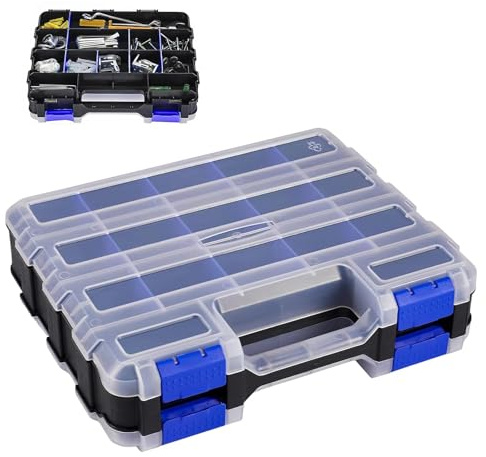 LNSYSNS Caja Organizadora Tornillos, 34 Compartimentos Caja para Tornillos, Doble Cara Organizador Tornillería, con Divisores Extraíbles, para Almacenar y Separar Tornillos y Piezas Pequeñas