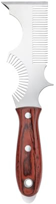 PinStone Paint Brush and Roller Cleaner Tool - Paint Brush Comb, Paint Roller Cleaner, Solvent-Resistant Stainless Steel Blade, Premium Beech Wooden Handle, Putty Knife Scraper, 8-in-1 Painters Tool