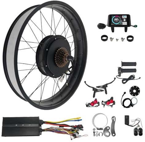 CHAOZHU 48V-72V 20/24/26x4.0 Inch 3000W-5000W Kit Di Conversione Della Ruota Ad Alta Velocità Per Fatbike Snowbike, Larghezza Di Caduta 175mm / 190mm (Larghezza della caduta: 190mm, 24 * 4.0 pollici)