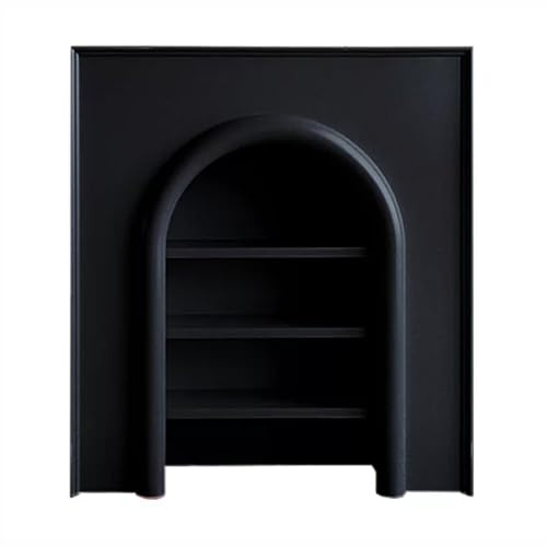 Zhaoj24-05 Marco de repisa de Chimenea Gabinete de Almacenamiento con Chimenea arqueada, Consola Moderna Estante Abierto 3 Niveles, Minimalista(Negro,Medio)