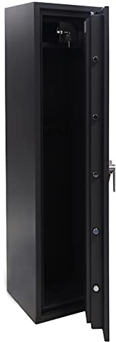 SafeHero Waffenschrank Klasse 1 EN 1143-1 & 30 Minuten Brandschutz Secureo Hawk Pro | Elektronikschloss | für 5 Langwaffen, Kurzwaffen & Munition | 1515x400x385 | 160 kg