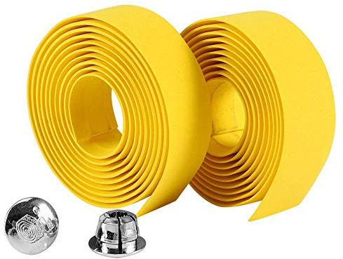 Ejoyous 2Pcs Nastro Manubrio Bici, Morbido Nastro Manico Bici Con 2 Supporti Barra, Nastro Barra Bici Per Ciclismo Da Viaggio e Corsa Su Strada, Giallo