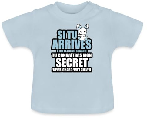 Spreadshirt Je Vais Être Grand-Frère Secret Annonce Grossesse Cadeau Futur Bébé T-Shirt Bio Bébé, 12-18 Mois, Bleu Clair