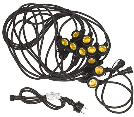 Maclean MCE410 Garden light chain decorazione luminosa a catena 10m ghirlanda decorazione giardino per 10x Sorgenti Luminose con base E27 Interno/Esterno (Senza Lampadine)