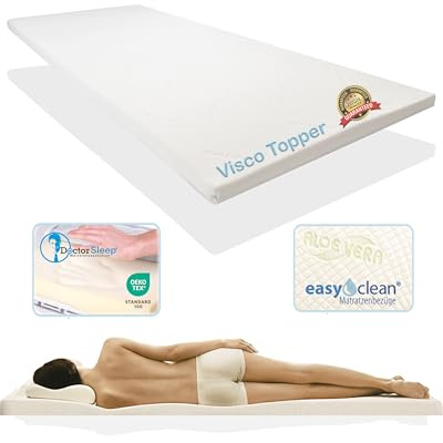 Doctorsleep Viscoelastische Matratzenauflage „MediTopper Deluxe Plus mit Memory Foam Effekt. Größe: 70x200x3cm Härtegrad 3 mit Aloe Vera EC Bezug