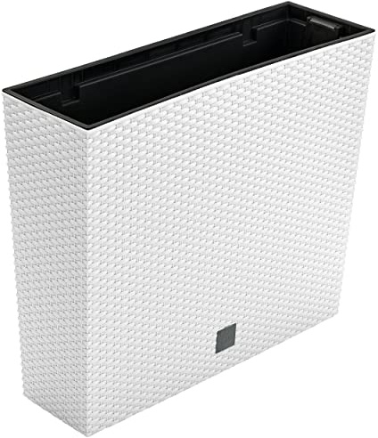 botle Blumenkasten Blumentopf Balkonkasten Einsatz 58x18x50 cm Weiß Rattan Optik