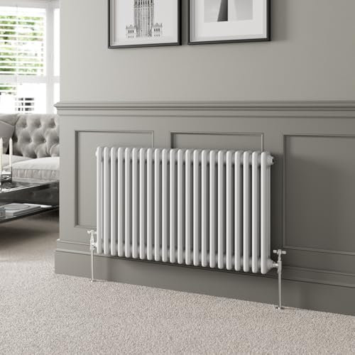 DuraTherm® 600 x 1010mm White Traditional Horizontal Designer Radiator Triple Column Colosseum Cast Iron Style Central Heating Panel Radiators Rad