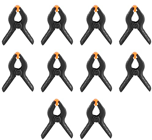 DRERIO Juego de 10 Pinzas de resorte - Abrazaderas de sujeción con resorte con amplia apertura de mordaza - Pinzas tensoras con elevada fuerza de sujeción - Clips de muelle y mordaza móvil