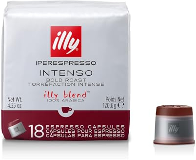 illy, Cápsulas de Café Iperespresso INTENSO, 100% Arábica con Notas de Cacao y Frutos Secos, Sabor Decidido y Intenso, 6 Paquetes de 18 Unidades (108 Cápsulas)
