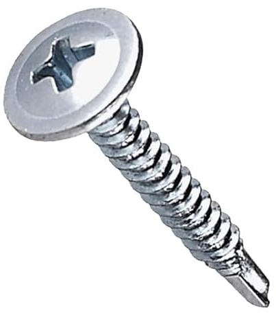 4.2mm X 41mm Tornillos Autoperforantes Phillips con Cabeza de Brida, Tornillos con Cabeza de armadura modificada, Hilo Fino, Tornillos Pozi de cabeza plana para chapa, Pladur y Madera (25 piezas)