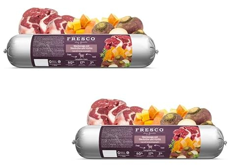 Fresco Dog Barf Wurst Weideziege mit Steckrübe | Doppelpack | 2 x 400 g | Ergänzungsfutter für Hunde | Kann dabei helfen Hunde optimal zu versorgen