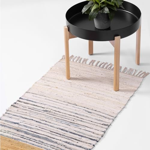 JEMIDI Alfombras Boho con Flecos - 60 x 130 cm, Lavable en Lavadora - Beige y Marrón