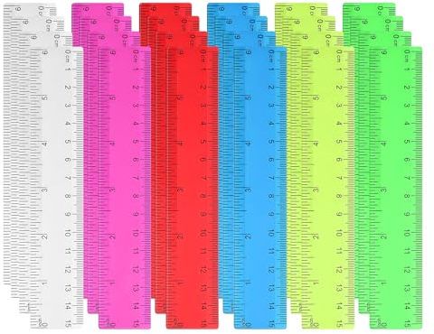 WACH AUF 24 Stück Farbiges Lineal Herrscher 15 CM Transparentes Grundschule Plastiklineale mit Zentimetern und Zoll Durchsichtiges Lineal Bunt Kunststoff Lineal für Schule Büro Zuhause (6 Farben)