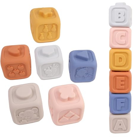 DORON & CHARLIE - Juego de 6 Cubos para Apilar - Los Cubos de Doron - 056342 - Silicona - Apilamiento - Juguete para Niños - Accesorio de Puericultura - Bebé - 1ra Edad - A Partir de 18 Meses