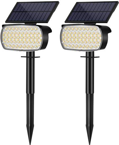 Solarlampen für Außen, 108 LED Superhelle Solar Gartenleuchte, Wasserdicht Solarleuchten für Außen, 3 Helligkeitsmodi Solarstrahler, 3000K Warmweiß Wegeleuchten für Garten Weg Hof Garage (2 Stück)