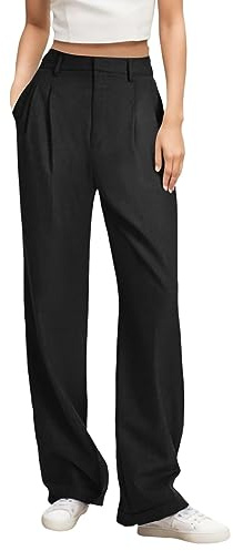 Pantalon Femme Fluide Hiver Pantalon Habilles Femme Coton Pas Cher Grande Taille Pantalon Femme Chic Taille Haute Confortable Casual Soirée Mariage Sweatpants (Noir, XXL)