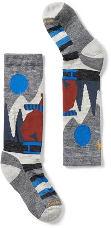 Smartwool Unisex Kids' Ski Light Cushion Sleigh Bear Over The Calf Socks (Toddler/Little Kid/Big Kid) Medium Gray X-Small