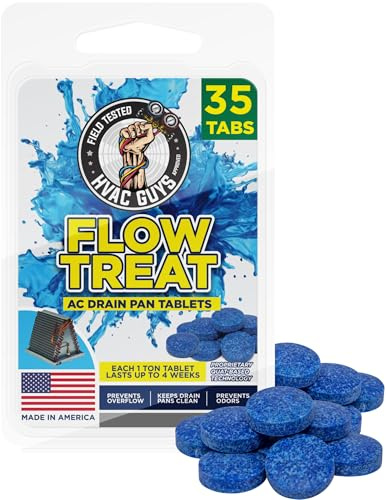 HVAC Guys AC Drain Pan Tablets 35PK | Flow Treat Tablets Prevents Odors, Keeps HVAC Drain Pan Clean, Prevents Overflow | One Tablet Lasts up to 4 Weeks